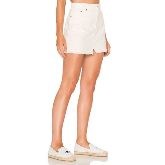 Free People 'Step Up' Denim Mini Skirt in Ivory - Picture 2 of 12